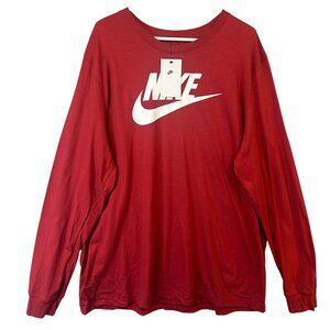 Nike Mens Crimson Red Long Sleeve Tee Shirt XXL Logo Crewneck Cotton Casual NWT